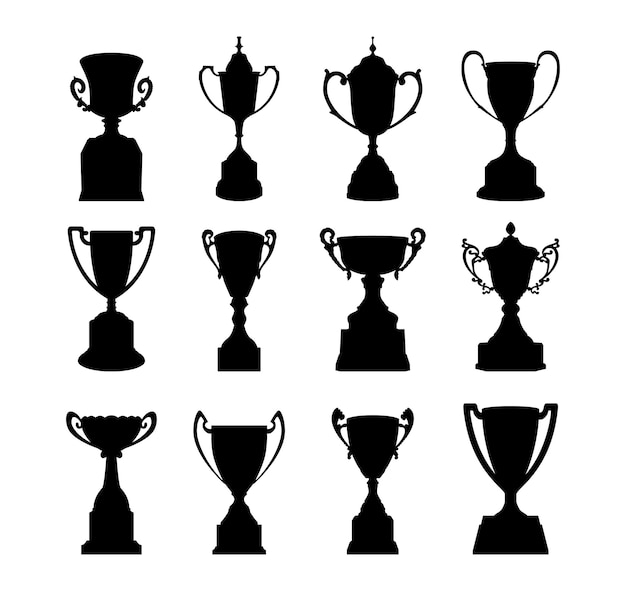 Trophy cups award vector silhouette