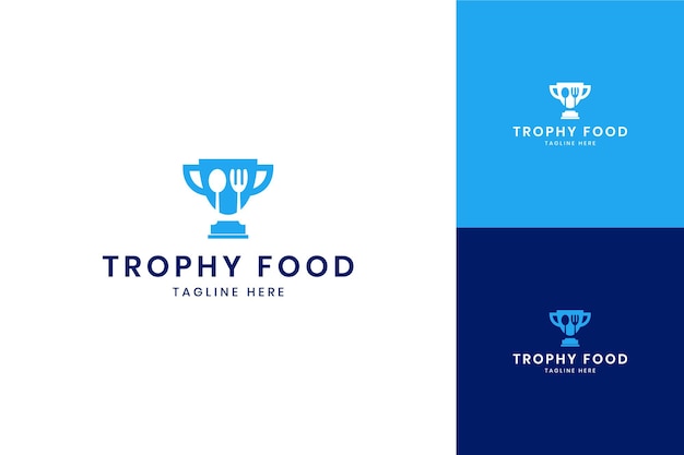 Trophy food negative space logo design