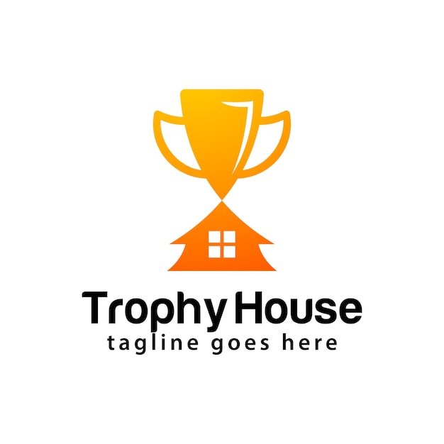 トロフィー ハウスのロゴのデザイン テンプレート