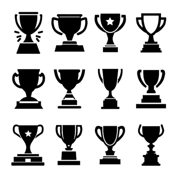 Trophy icon set vector