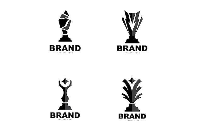 Trophy Logo Design Award Winner Championship Trophy Vector Success Brand