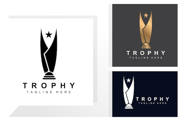 Trophy Logo Design Award Winner Championship Trophy Vector Success Brand