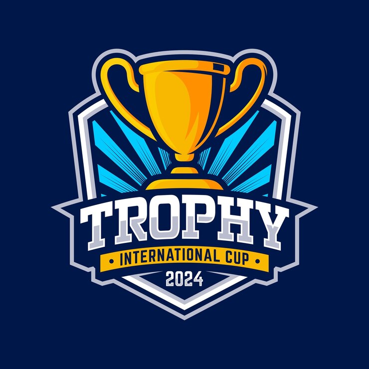 Vector trophy mascot logo design vector template trophy badge illustration for sport team