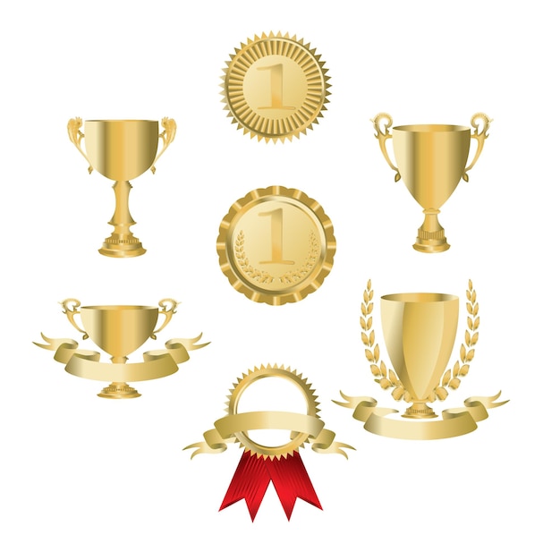 trophy medals vector set collection vector illustration