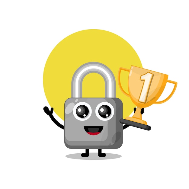 Trophy padlock cute character mascot