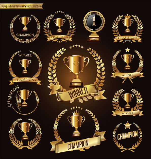 Trophy retro badges collection