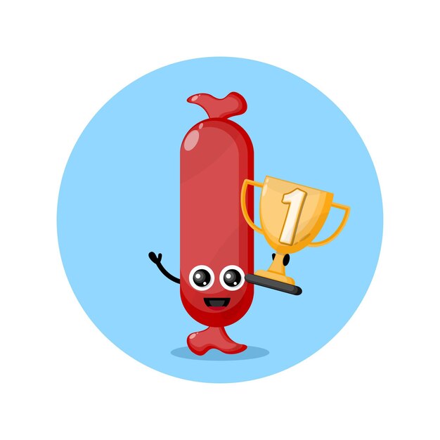 trophy sausages mascot character logo