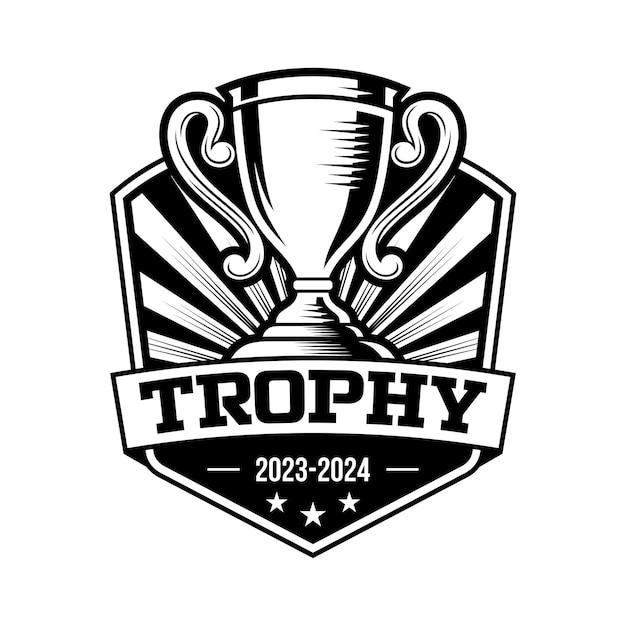 Trophy tournament badge logo design vector template