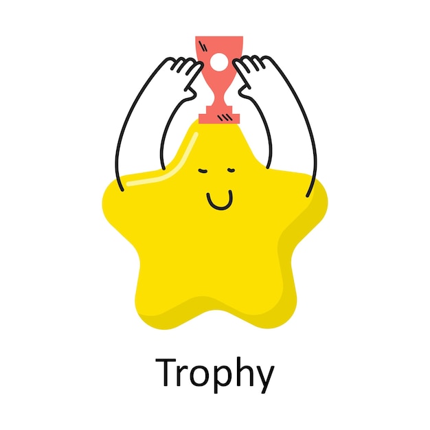 Trophy vector illustration isolated on white background. Flat Illustration style design.