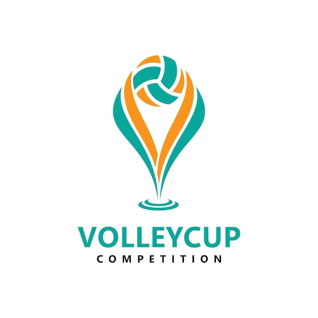 Trophy volleyball logo template design vector icon illustration