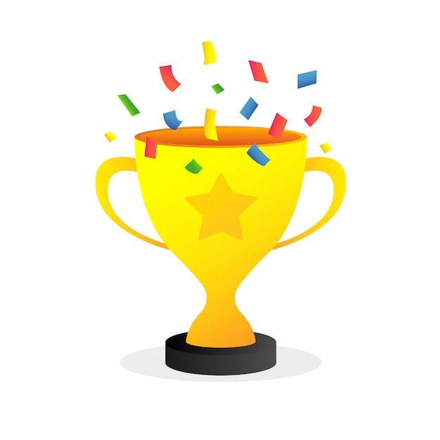 Trophy winner golden cup vector icon