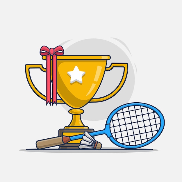 Trophy with badminton sport icon illustration