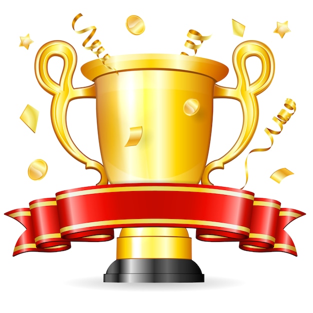 Vector trophy with ribbon