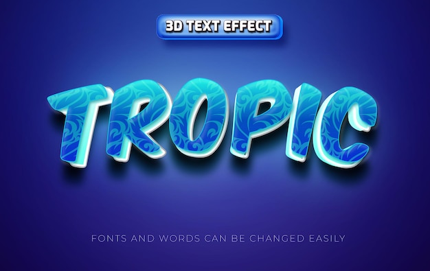 Vector tropic 3d editable text effect style