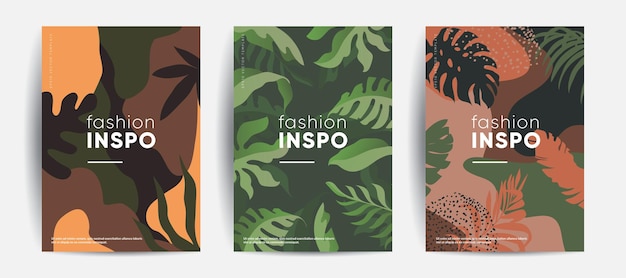 Tropic minimal cover templates. invitation cards. eps10 vector.