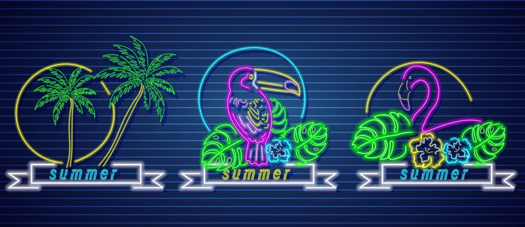 Vector tropic neon icons