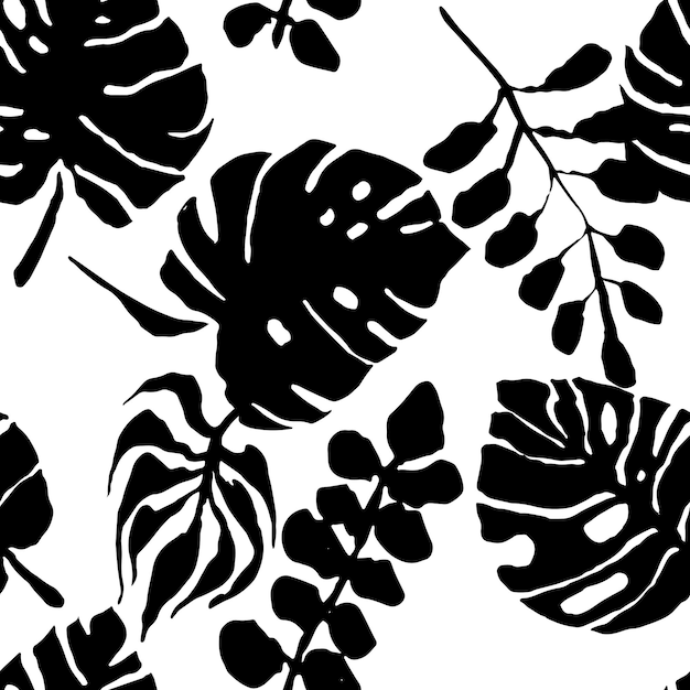 Tropic palm leaves seamless artwork pattern