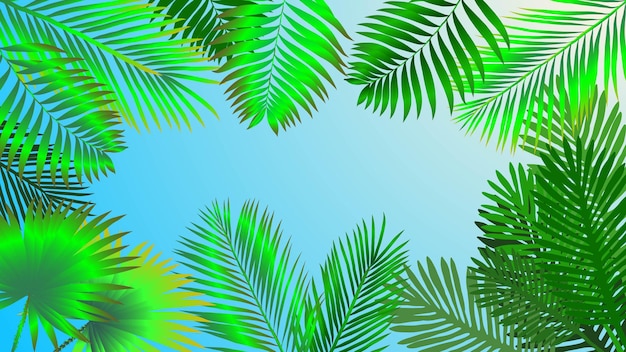 Tropical background of palm leaves tropical palm leaves Not trace Hand painted palm leaves