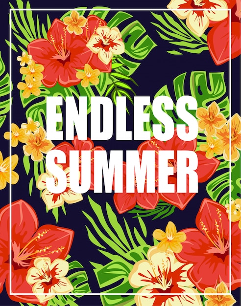 Tropical background with endless summer lettering