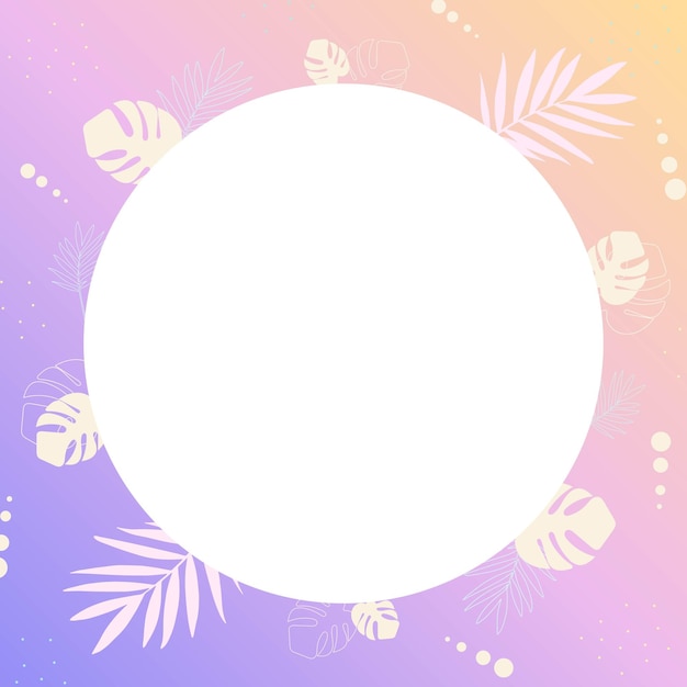 Tropical background with white circle and a purplepink gradient Floral geometric design