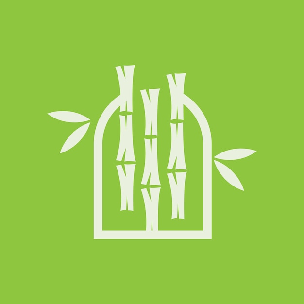 Vettore simbolo dell'illustrazione vettoriale del logo della foresta di bambù tropicale del tronco dell'albero e del design delle foglie