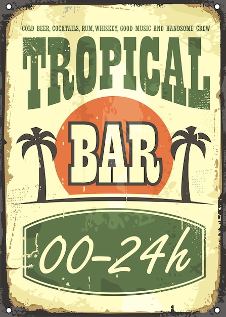 Vector tropical bar old classy sign