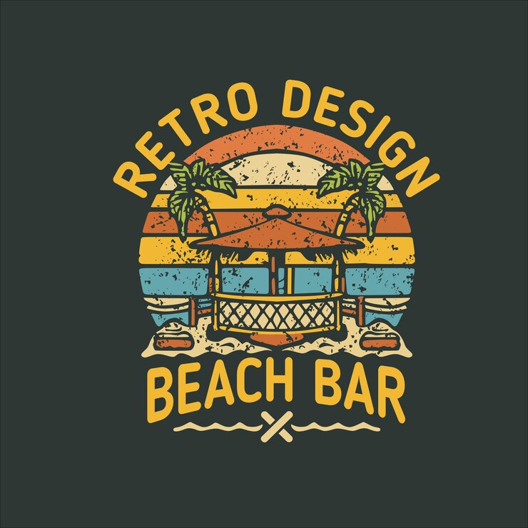 tropical beach bar retro tshirt design