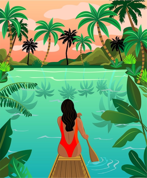 Vector tropical beach illustration