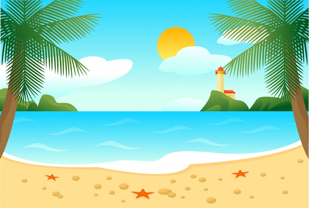 Tropical beach landscape template