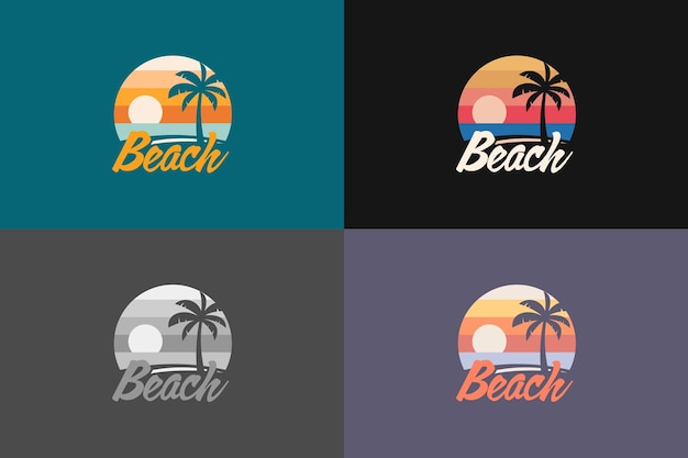 Tropical beach logo flat design