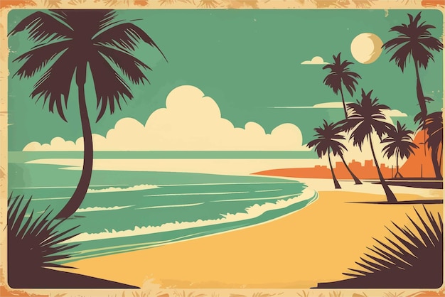 Vettore illustrazione dello sfondo vettoriale delle palme da spiaggia tropicale. backgrou vettoriale delle palme da spiaggia tropicale