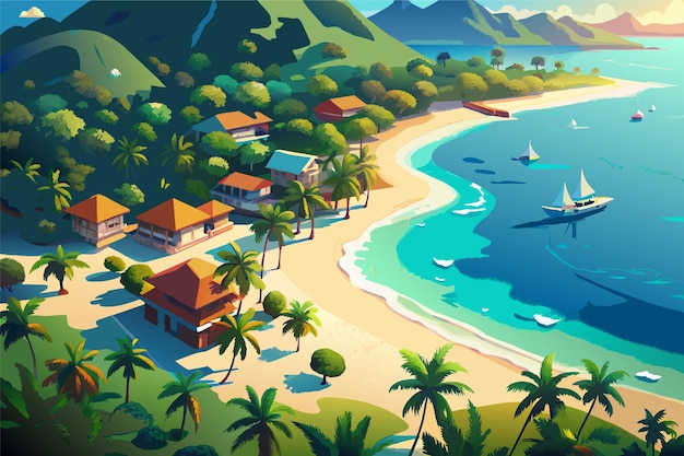 Vector tropical beach paradise