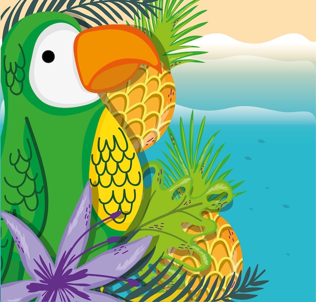 熱帯のビーチ風景のテーマ漫画