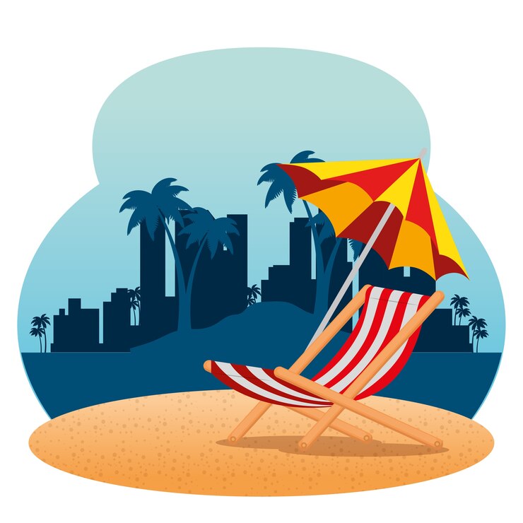 Vector tropical beach summer scene