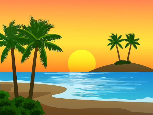 Tropical beach sunset landscape