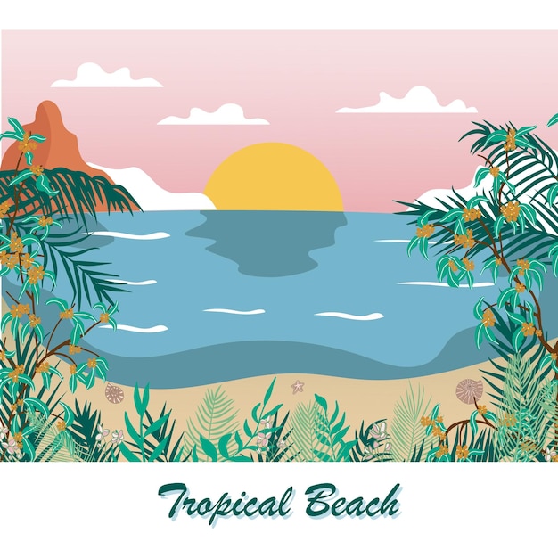 Vector tropical beach vector exotic shore