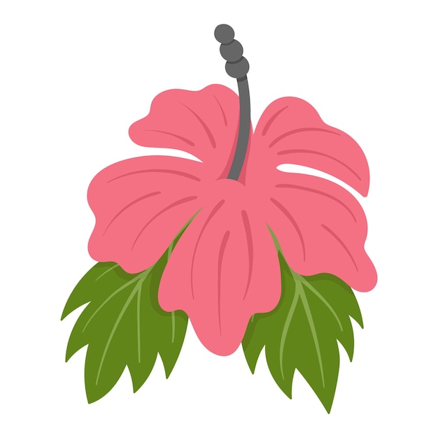 Tropical beautiful flower. Doodle flat clipart. All objects are repainted.