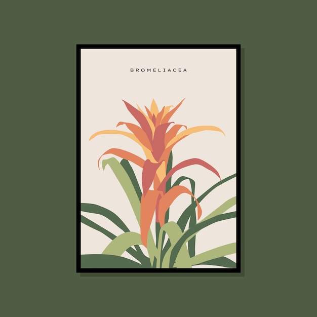 Vector tropical and botanical hand drawn print poster for your wall art collection