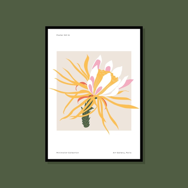 Vector tropical and botanical hand drawn print poster for your wall art collection