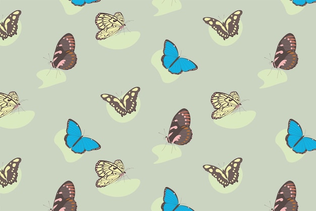 Tropical butterflies seamless pattern vector