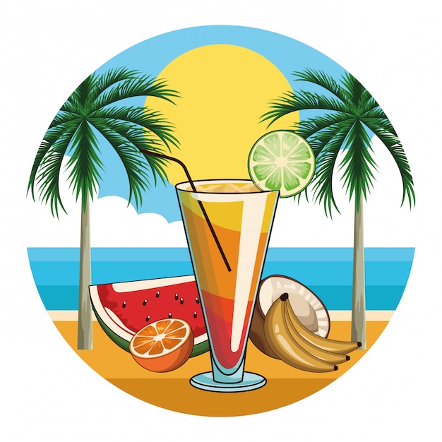 Tropical cocktail drink icon