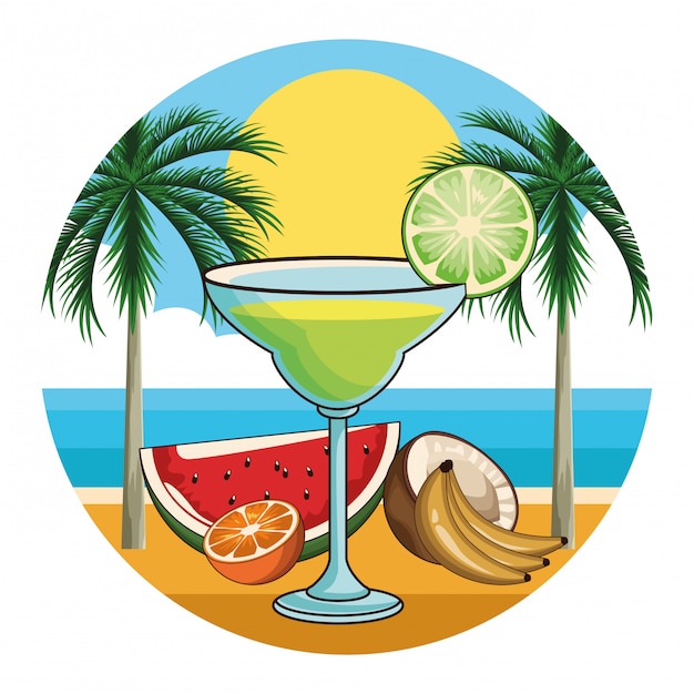 Tropical cocktail drink icon