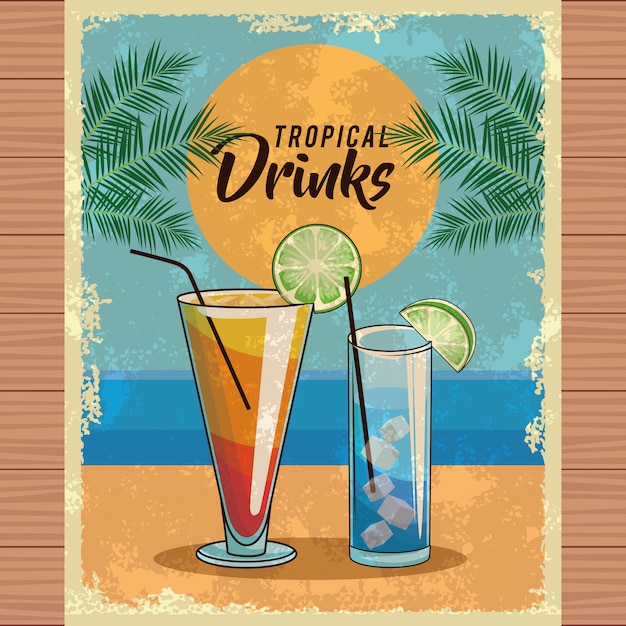 Tropical cocktail poster