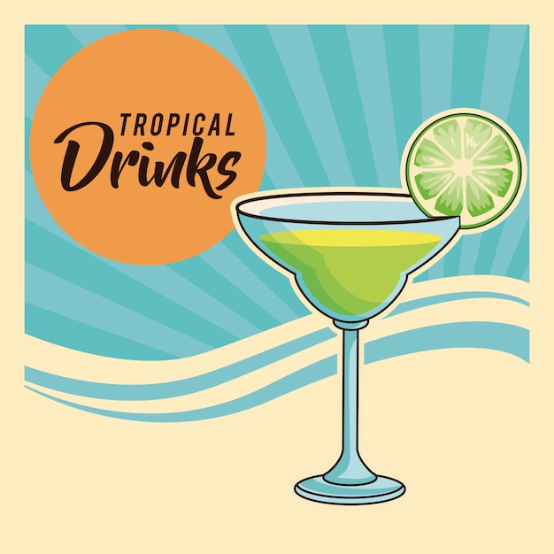 Vettore poster cocktail tropicale