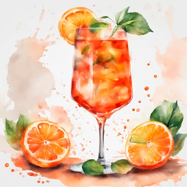 Vettore illustrazione ad acquerello di un cocktail tropicale