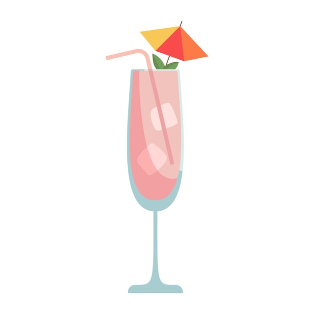 열대 칵테일 컵은 안경 벡터 삽화를 마신다 얼음 조각과 레몬을 곁들인 상쾌한 칵테일 파티 메뉴 디자인 알코올 음료 여름과 해변