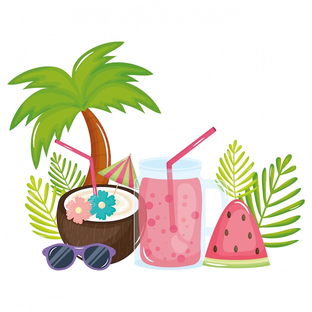 Barattolo di cocktail e succo di cocco tropicale