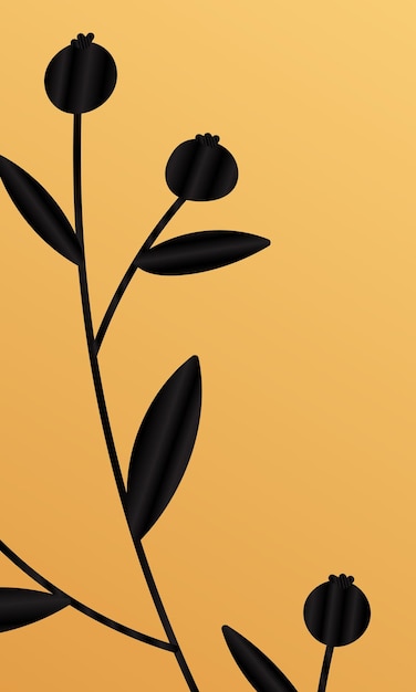 베리 가지와 황금 잎이 있는 열대 커버 디자인 홀리데이 블랙 앤 골드 패턴 벡터 그림