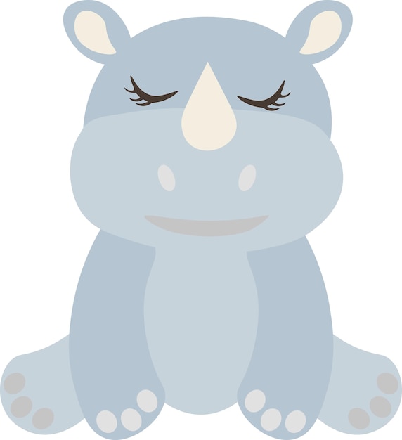 Tropical Cute Rhinoceros Safari Animal Clipart