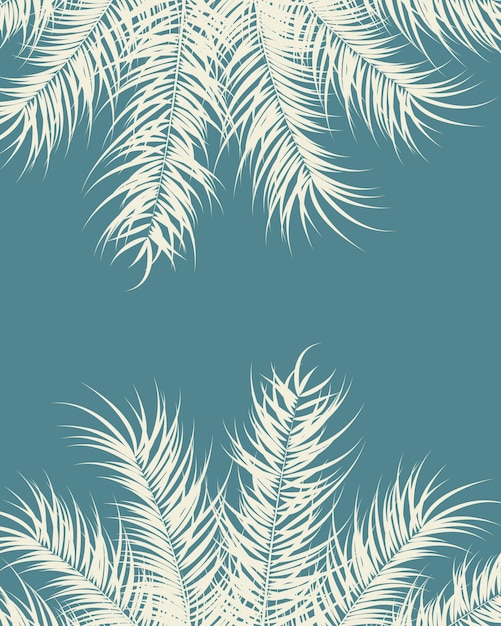 Tropical design with vanilla palm leaves and plants on blue background